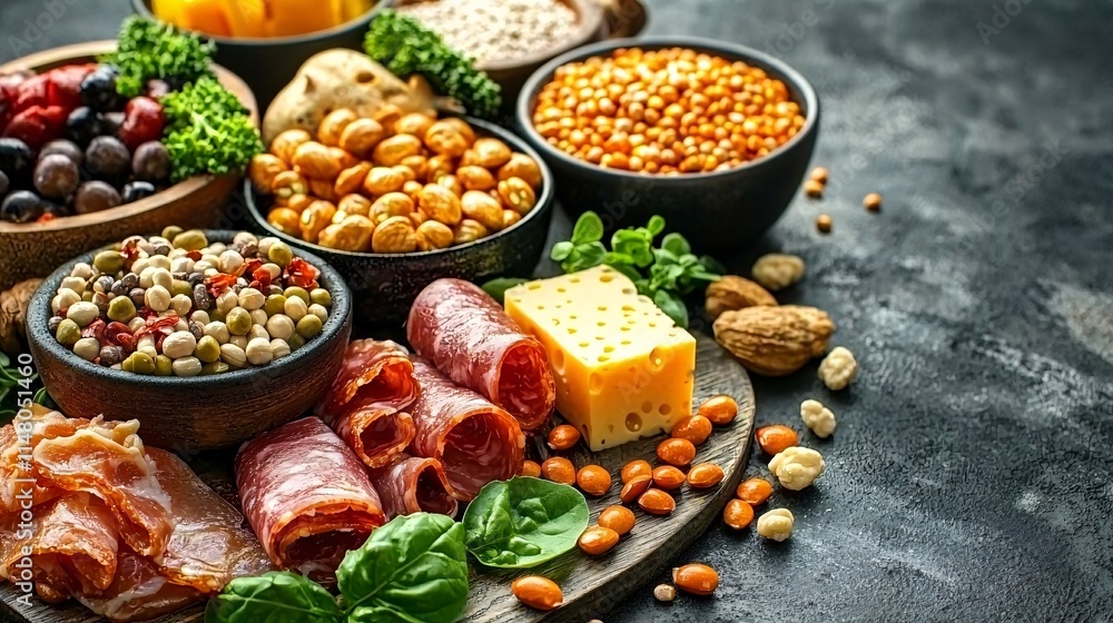 Poster nutritionist explaining the role of amino acids in protein metabolism to a client using a food chart