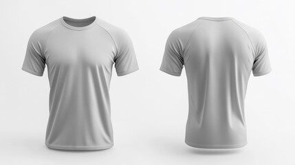 Ash Grey T-Shirt Mockup on White Background. Generative AI