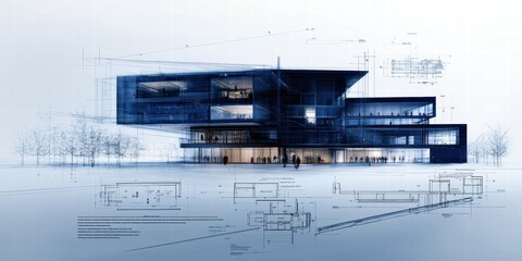 Modern Architectural Blueprint A Vision in Blue