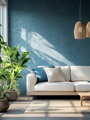 Sunlit Living Room Modern Decor Stylish Comfortable Sofa
