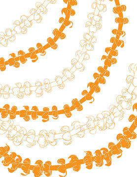 Hawaii puakenikeni lei orange vector hand drawing illustration 