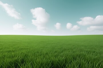 Obraz premium arafed view of a green field with a blue sky and clouds