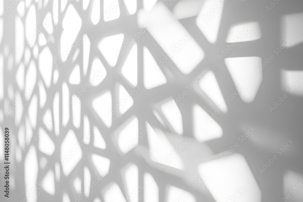 Poster abstract, geometric light and shadow pattern on a white surface.