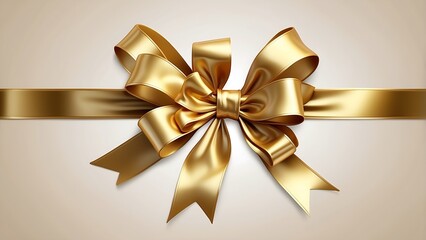 Gorgeous golden ribbon bow, ideal for decorating and wrapping gifts. PNG, isolated on a clear backdrop.