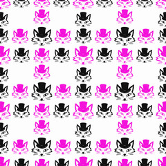 Seamless vector pattern with cute draw fox. Simple doodle style. Colorful animal wallpapers	
