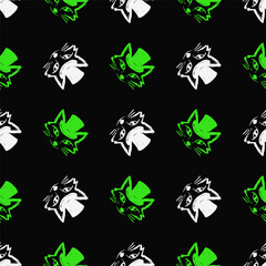 Seamless vector pattern with cute draw fox. Simple doodle style. Colorful animal wallpapers	
