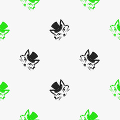 Seamless vector pattern with cute draw fox. Simple doodle style. Colorful animal wallpapers	
