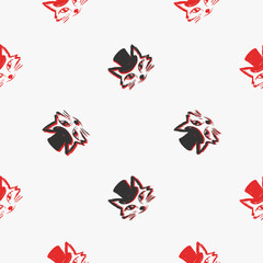 Seamless vector pattern with cute draw fox. Simple doodle style. Colorful animal wallpapers	
