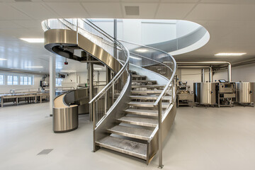 Fototapeta premium hemp oil packaging station, sustainable materials, clean industrial environment