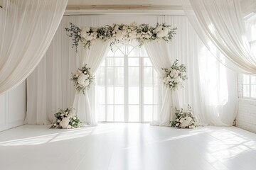 Wedding backdrop aesthetic indoor minimalist floral plant decoration background