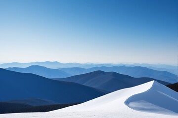 skiers on a snowy mountain slope with a view of the mountains