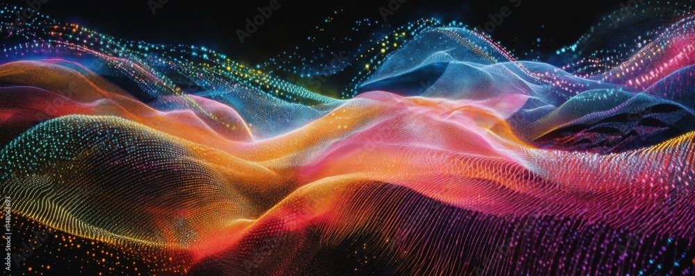 Aufkleber multiple colored waves of light encircle a black background, creating an incredibly vibrant and dyna
