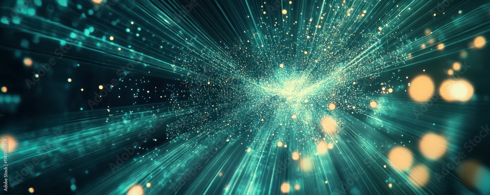 Poster data transmission over the internet, digital background, and large numbers of glowing joint intercon