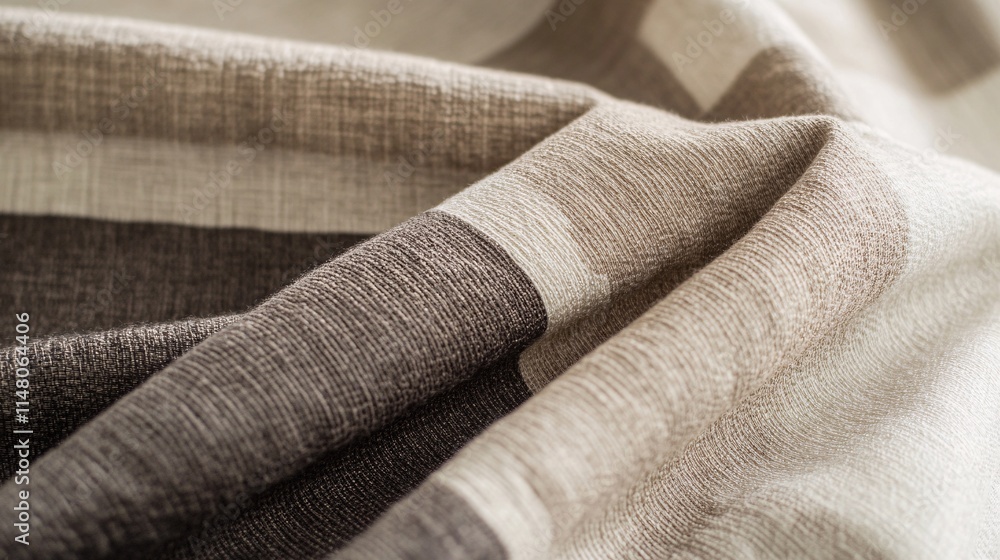 Poster Close-Up View of Textured Fabric with Soft Neutral Color Patterns and Layers
