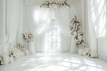 Wedding backdrop aesthetic indoor minimalist floral plant decoration background