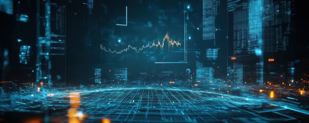 Innovative financial technology and asset management concept with graphical display of economic growth and business prosperity
