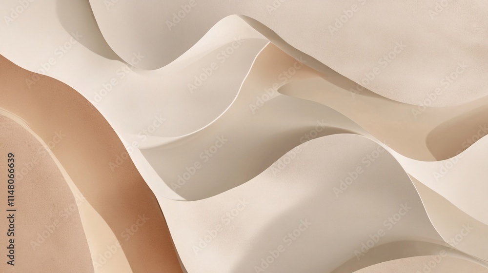 Aufkleber Abstract Waves of Soft Earthy Tones Creating a Calming Aesthetic for Minimalist Design