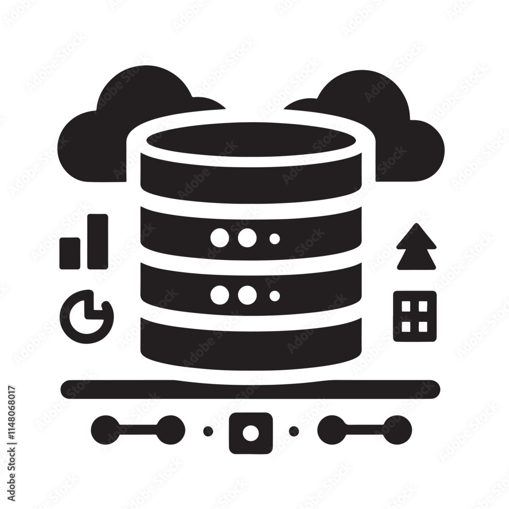 Poster cloud database server icon.