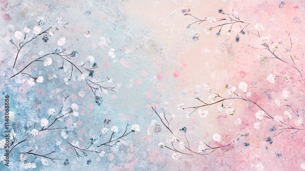 Poster soft pastel floral patterns with abstract background and gentle color blends