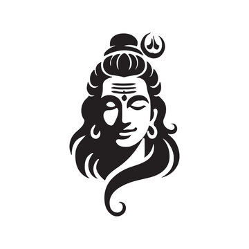 black shiva head portrait clip art preview