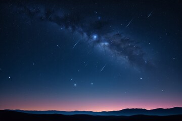 Naklejka premium starry night sky with a few stars and a few shooting stars