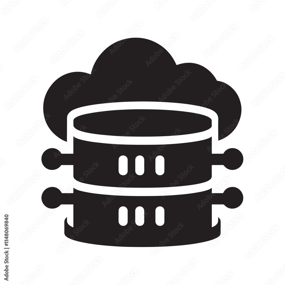 Poster cloud database server icon.