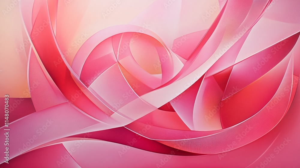 Aufkleber abstract curves in shades of pink with smooth transitions and elegant flowing lines