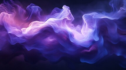 Ethereal Abstract Waves of Color in Shades of Purple, Blue and Pink on Dark Background