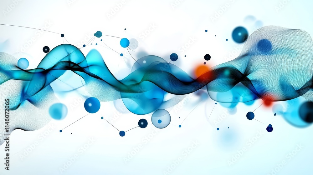 Poster abstract blue wave network technology science data connection flow energy digital innovation backgro