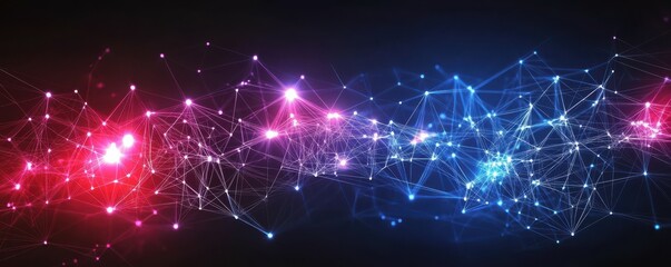 Fototapeta premium Abstract digital data background with interconnected binary code patterns, futuristic network structure, and glowing technology elements representing information flow and data analytics