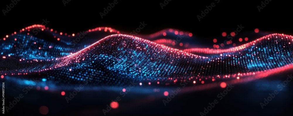 Leinwandbilder Abstract digital data background with interconnected binary code patterns, futuristic network structure, and glowing technology elements representing information flow and data analytics