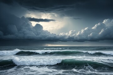 Obraz premium stormy skies over the ocean with a dark sky and a few clouds