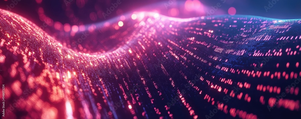 Leinwandbilder Abstract digital data background with interconnected binary code patterns, futuristic network structure, and glowing technology elements representing information flow and data analytics
