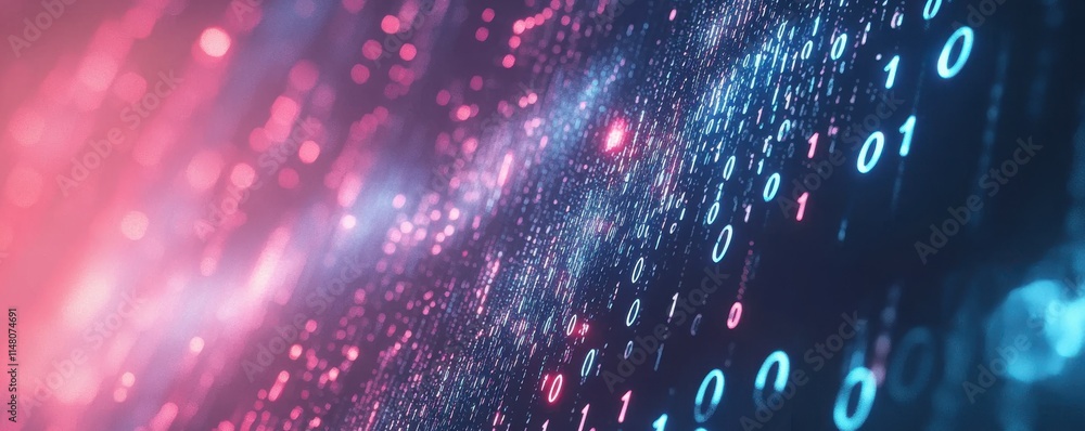 Leinwandbilder abstract digital data background with interconnected binary code patterns, futuristic network struct