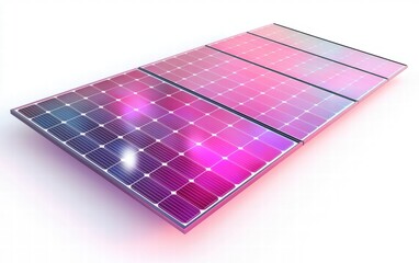 A sleek pink solar panel with a glossy finish, sparkling in the sun, isolated on a white background