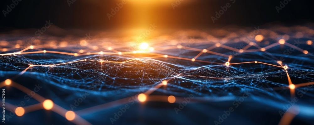 Leinwandbilder abstract digital data background with interconnected binary code patterns, futuristic network struct