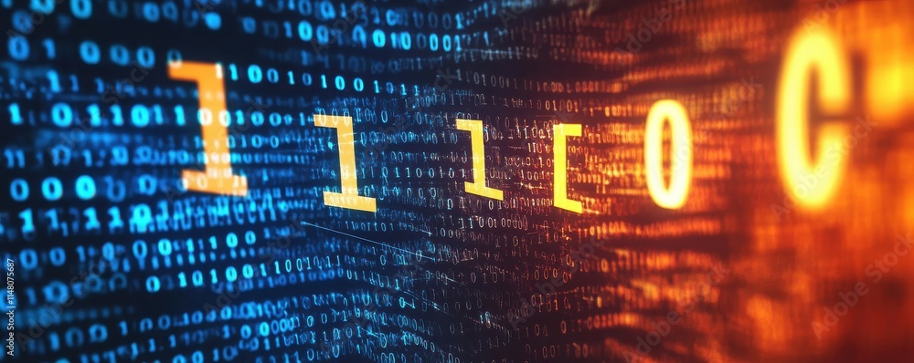 Leinwandbilder abstract digital data background with interconnected binary code patterns, futuristic network struct