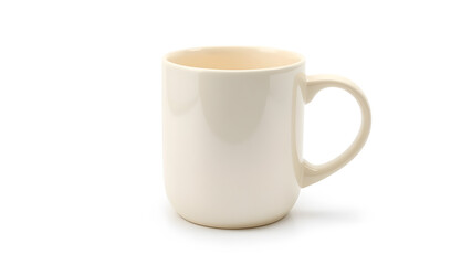 Beige coffee mug on white background. Generative AI
