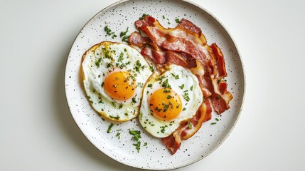 Delicious Crispy Bacon and SunnySide Up Eggs Breakfast Plate