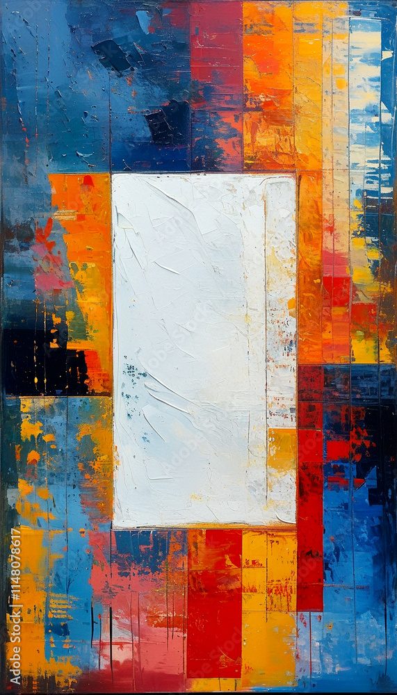 Poster vibrant abstract canvas with bold colors and dynamic shapes