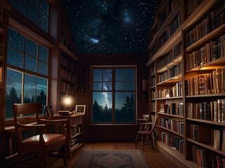 cozy wooden library 3
