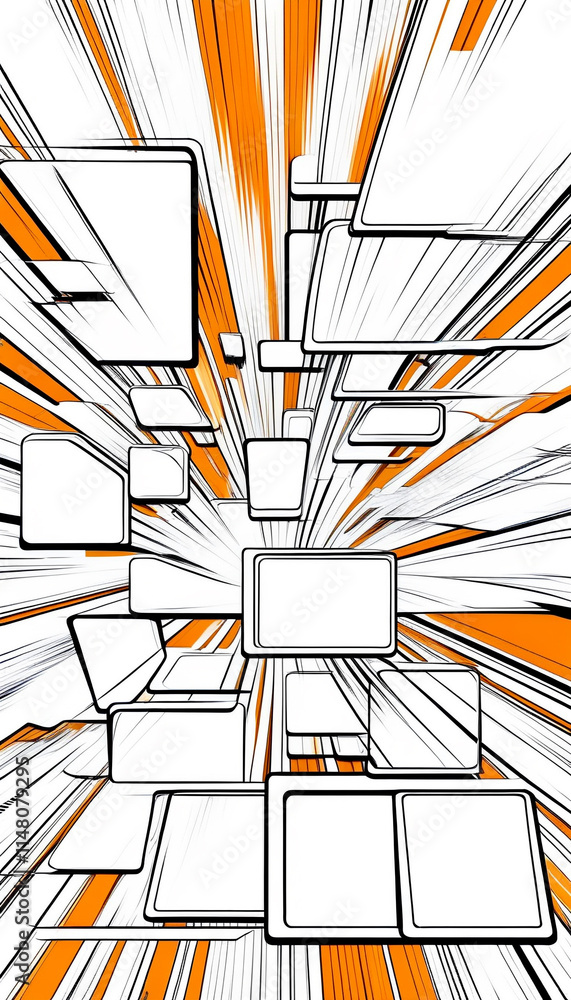 Poster vibrant explosion of abstract shapes in dynamic motion