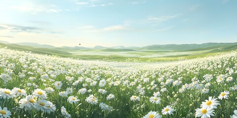 Serene Daisy Field Under a Sunny Sky