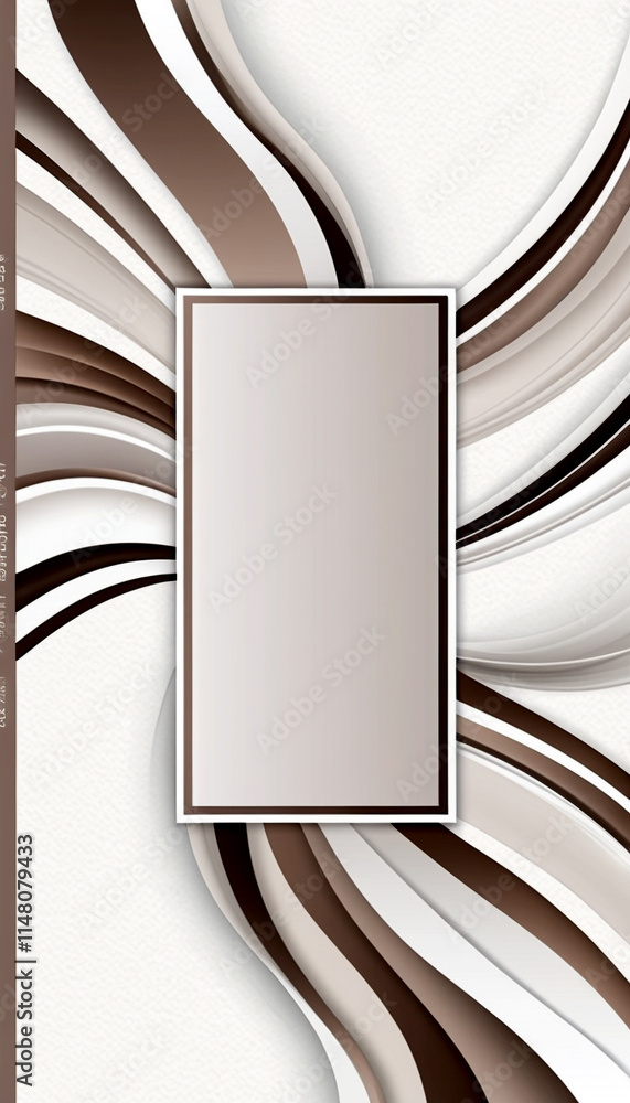 Poster elegant abstract design with flowing lines and a central frame