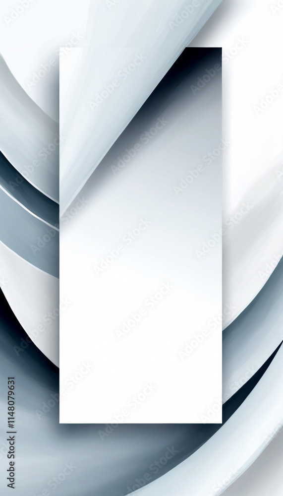 Poster abstract composition featuring flowing curves and a blank canvas