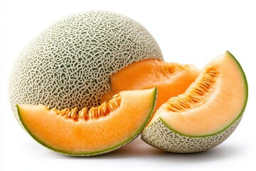 Fresh and Juicy Cantaloupe Melon Slices with Texture Close Up, Perfect for Healthy Eating, Summer Snacks, and Refreshing Recipes in Vibrant Colors