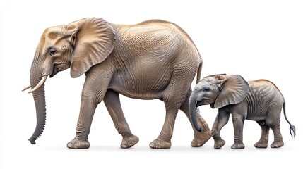 Obraz premium Majestic African Elephant and Playful Baby Elephant Walking Together, Capturing the Beauty of Nature and Their Unbreakable Bond in a Stunning Wildlife Scene