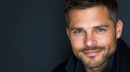 Obraz premium Handsome Man Smiling Portrait Close up Happy Attractive Confident Cheerful Friendly