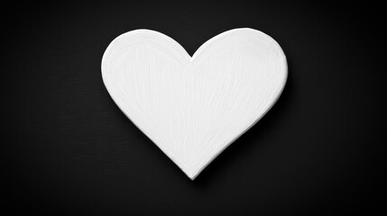 White Heart Shape Painted on Black Background Creating Contrast and Emphasizing Love Symbolism