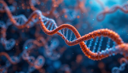 Microscopic illustration of human DNA depicted in bright colors